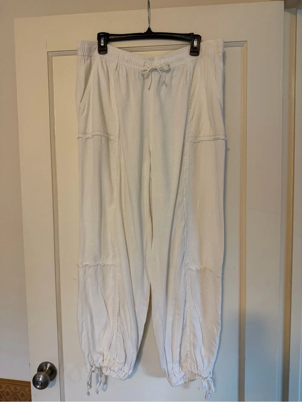 H&M White Drawstring Jogger Pants